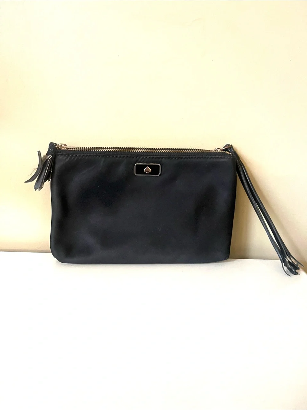 Kate Spade Dawn Medium Double-Zip Black Nylon Wristlet